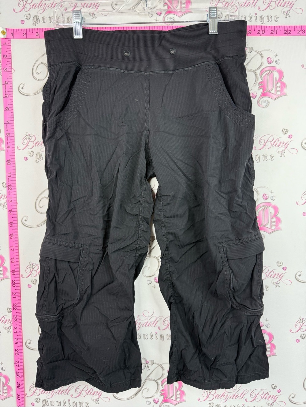 lululemon athletica dance studio crop Black Cargo Capris with Utility Pockets